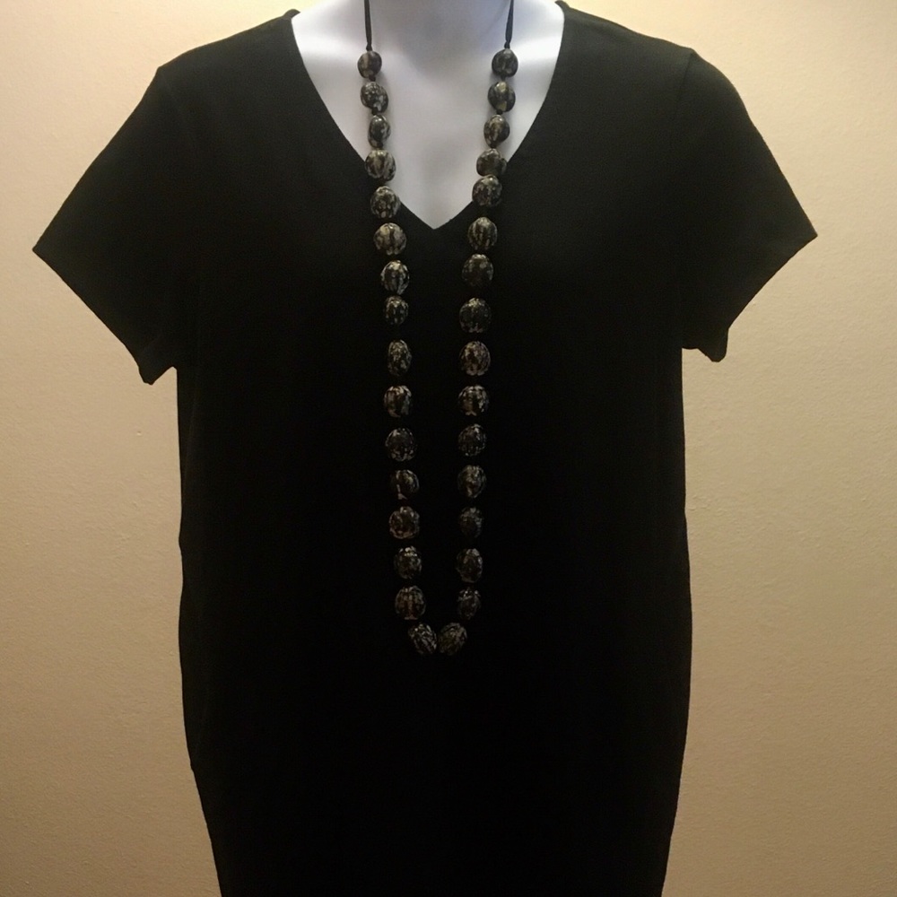 LINEA BY DENNIS DELL O’LIO BLACK T-SHIRT DRESS